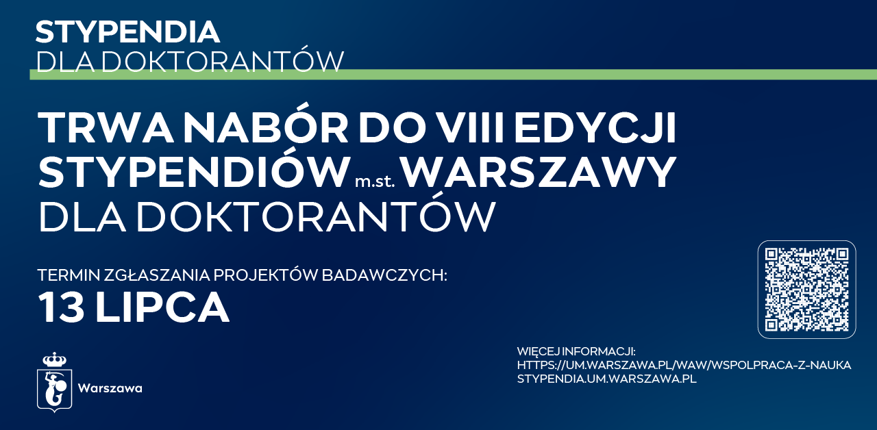 Miasto stołeczne Warszawa ogłasza VIII edycję Stypendiów m.st. Warszawy dla doktorantów!