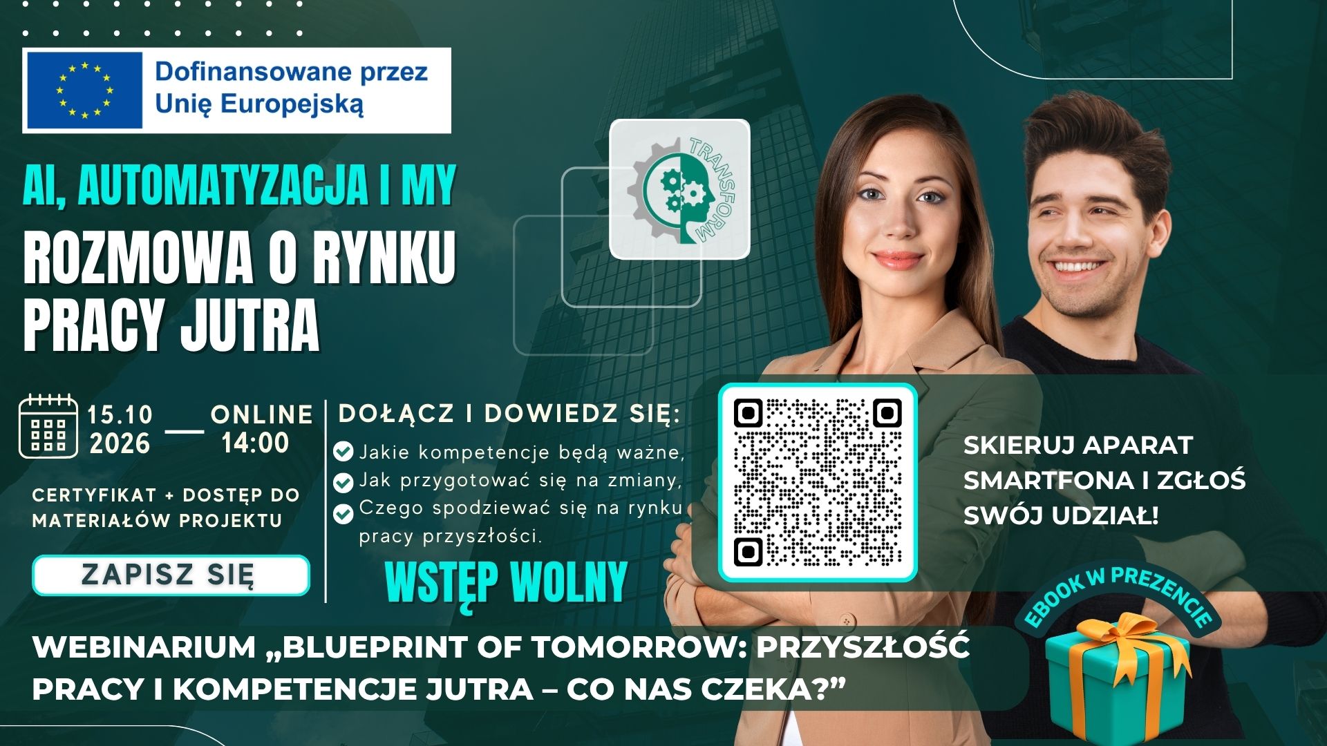 Przyszłość pracy i kompetencje jutra - bezpłatne webinarium TRANSFORM