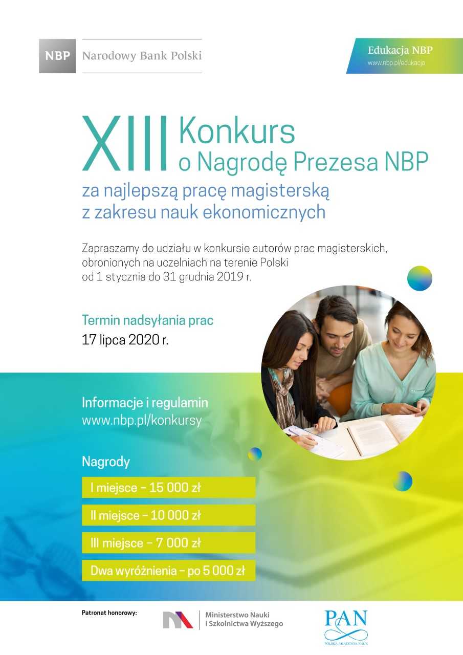 Konkursy o Nagrodę Prezesa NBP za najlepszą pracę magisterską, doktorską i habilitacyjną z zakresu nauk ekonomicznych