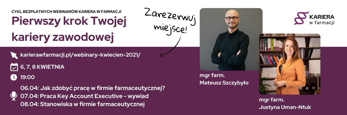 Cykl bezpłatnych webinarów, dotyczących pracy w farmacji – 6, 7, 8 kwietnia