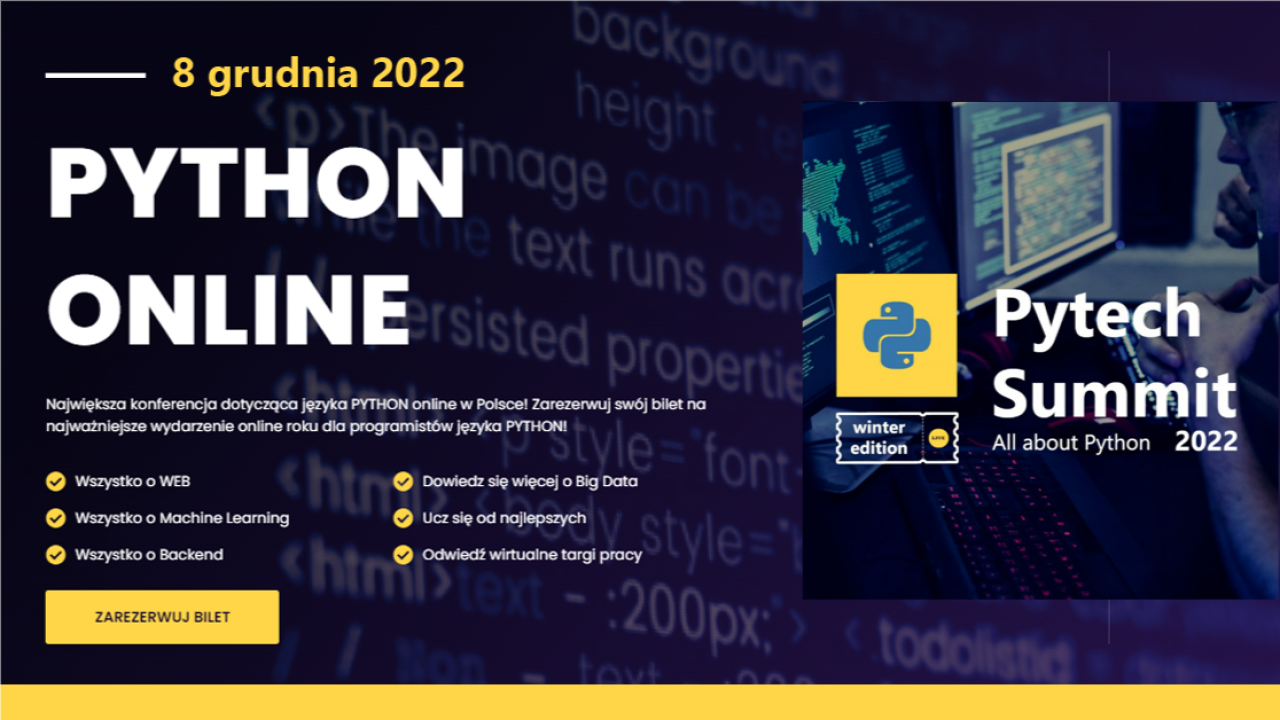 Pytech Summit 2022 (online) Winter Edition  - Największa polska konferencja o Python - III. edycja 