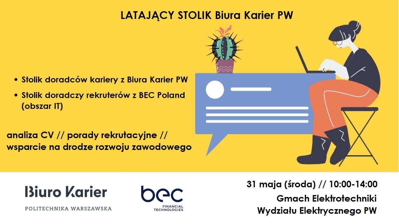 Latający stolik Biura Karier na Wydziale Elektrycznym 